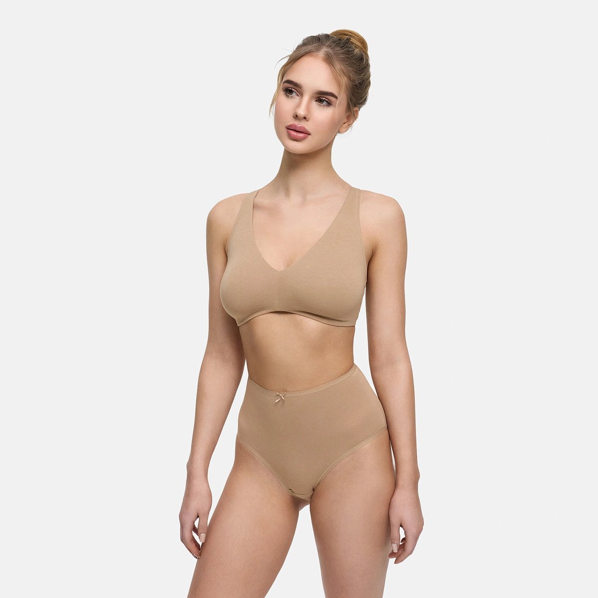 cfab - Katoenen slip met hoge taille - Beige - M