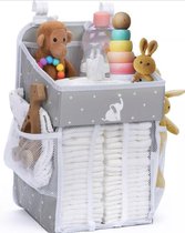 Multifunctionele Luieropslag met Compartimenten voor Luiers, Babyaccessoires en Speelgoed | Ruimtebesparende Organizer voor Luiers en Babyaccessoires | Perfect voor Luiertafel en op Reis | Grijze Verschoonmand | Baby Jean
