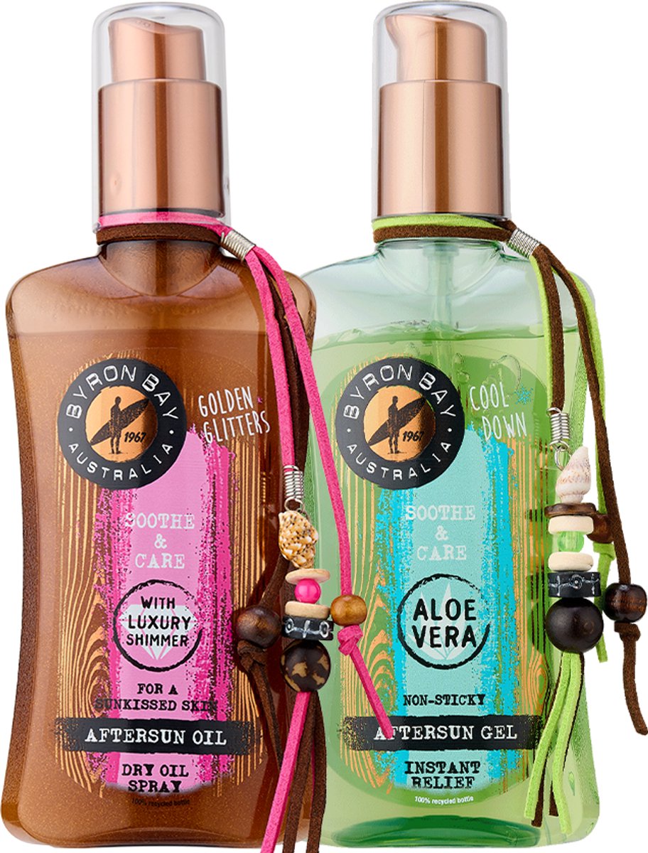 Byron Bay Aftersun Aloe Vera Gel + Aftersun Shimmer Oil - 2x 200ml