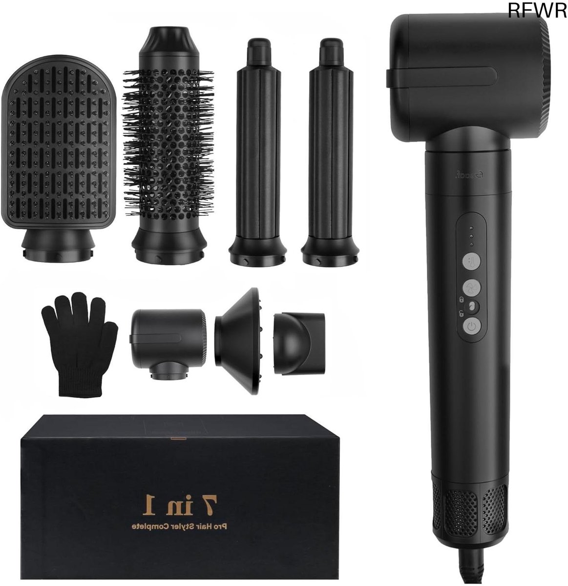Haarstyler Set - Multistyler - Haar Stylen - 7-in-1 Functionaliteit - 30 x 9 x 9 cm - Zwart