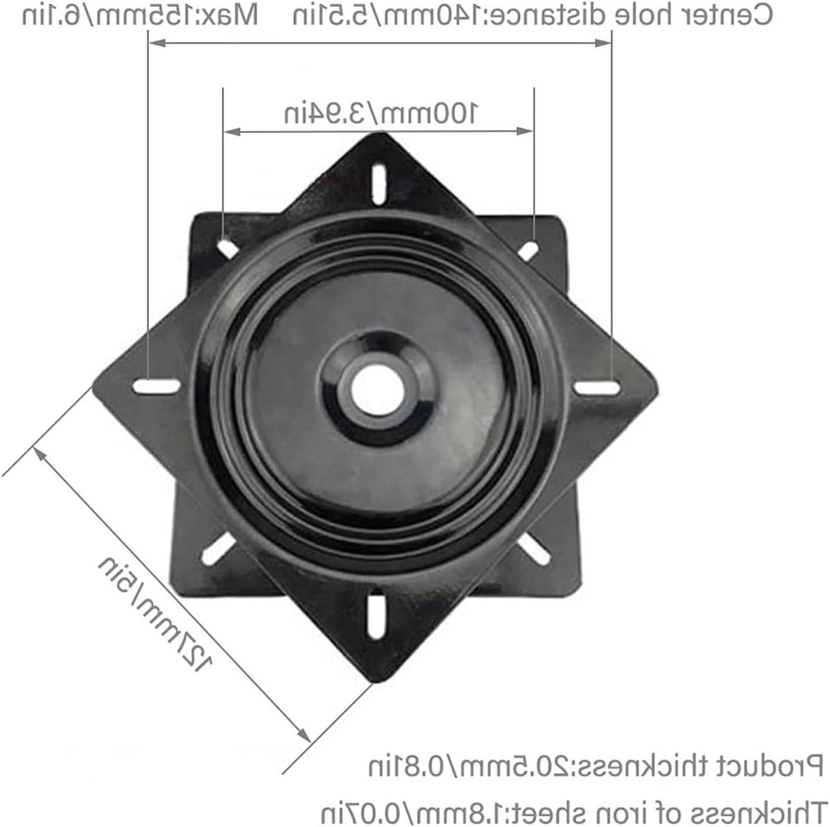 Metal Turntable for Furniture, 360° Swivel Turntable, Turntable Ball Bearing, Turntable for Furniture, Turntable, for Stools, Tables, Bookshelves (Black)