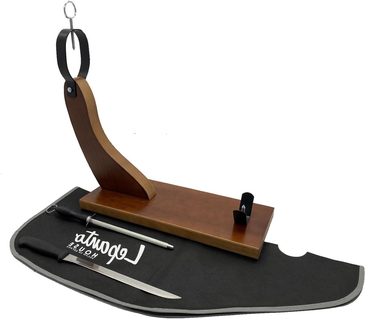 Hamhouder - Vleeshouder standaard - Ham snijden - L-vormig ontwerp - 40 x 16.5 cm basis - Zwart