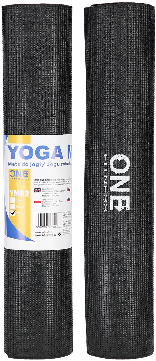 One Fitness Yoga Mat - Zwart - 6 mm