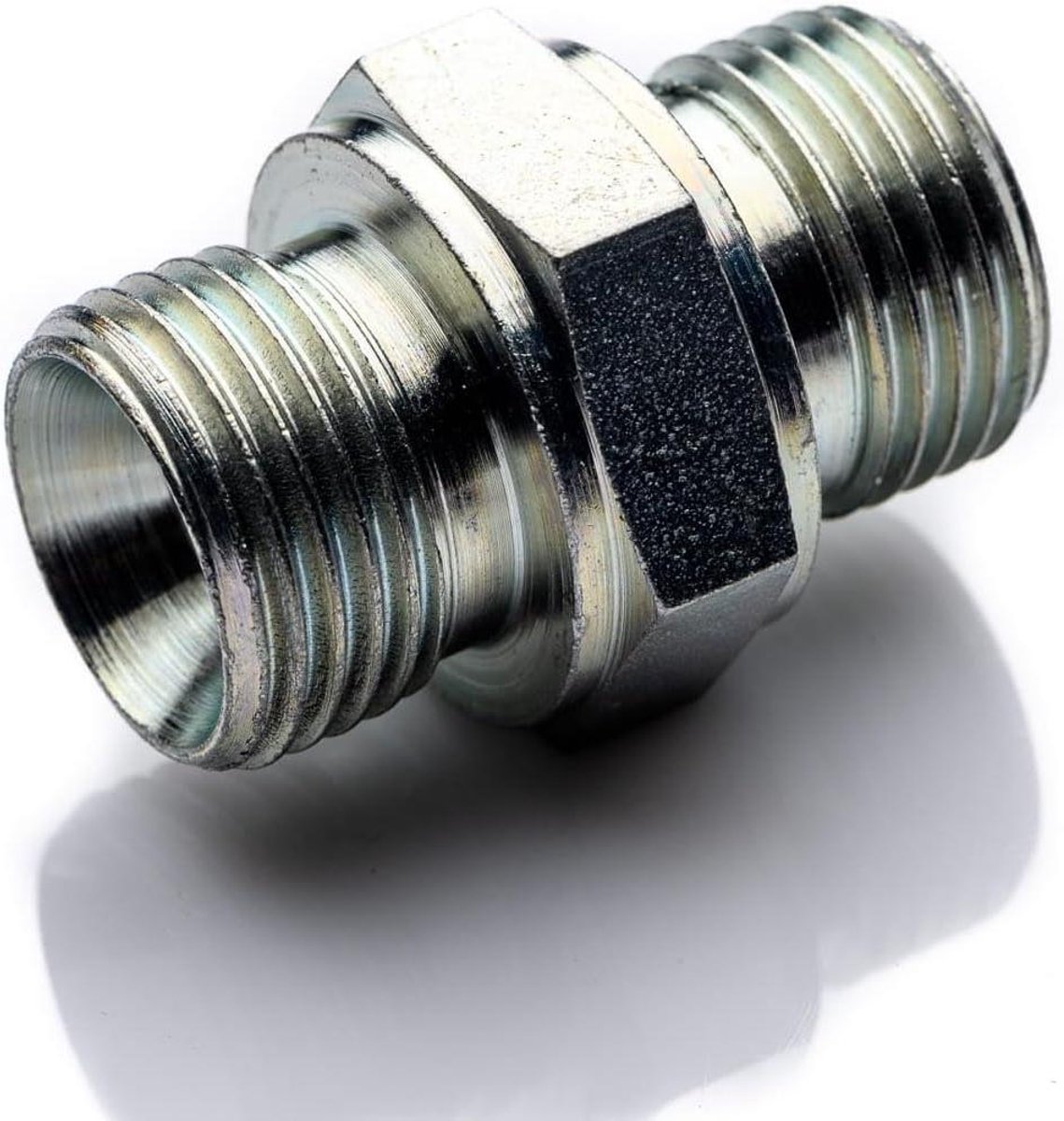 Verloopnippel - Schroefdraad adapter - Hogedruk installatie - 60 graden kegel afdichting - 1/4" x 1/2" BSP - Zilverkleurig