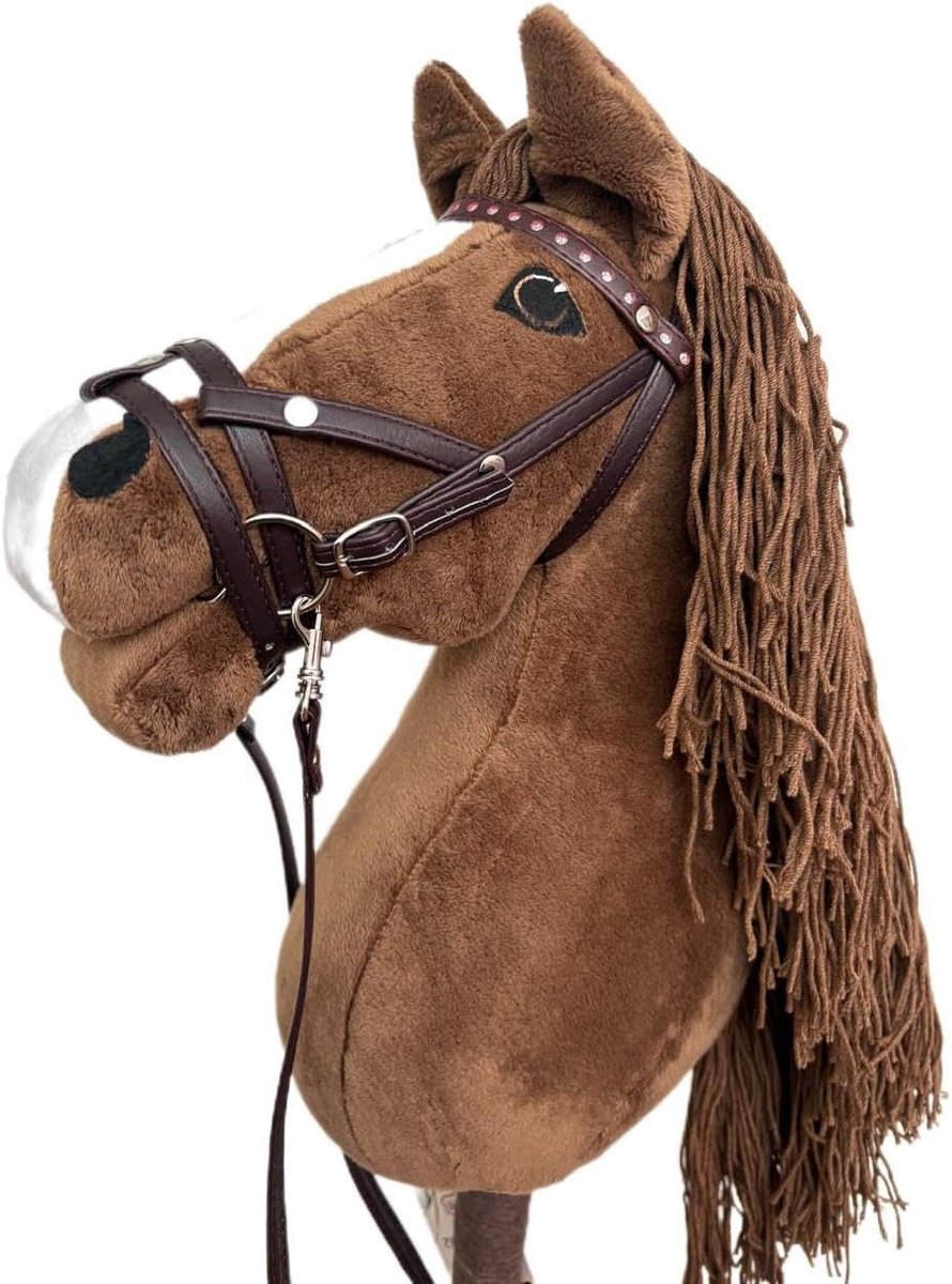 Hobby Horse Stokpaard - Paard op stok - Kinderspel Binnen - 100% Handgemaakt - 26 cm x 33 cm - Bruin