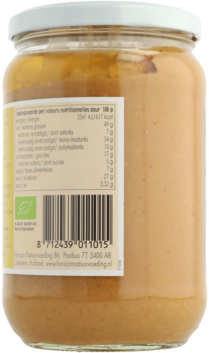 Horizon - Pindakaas Crunchy met Zout Bio - 3 x 650 gr - Voordeelverpakking