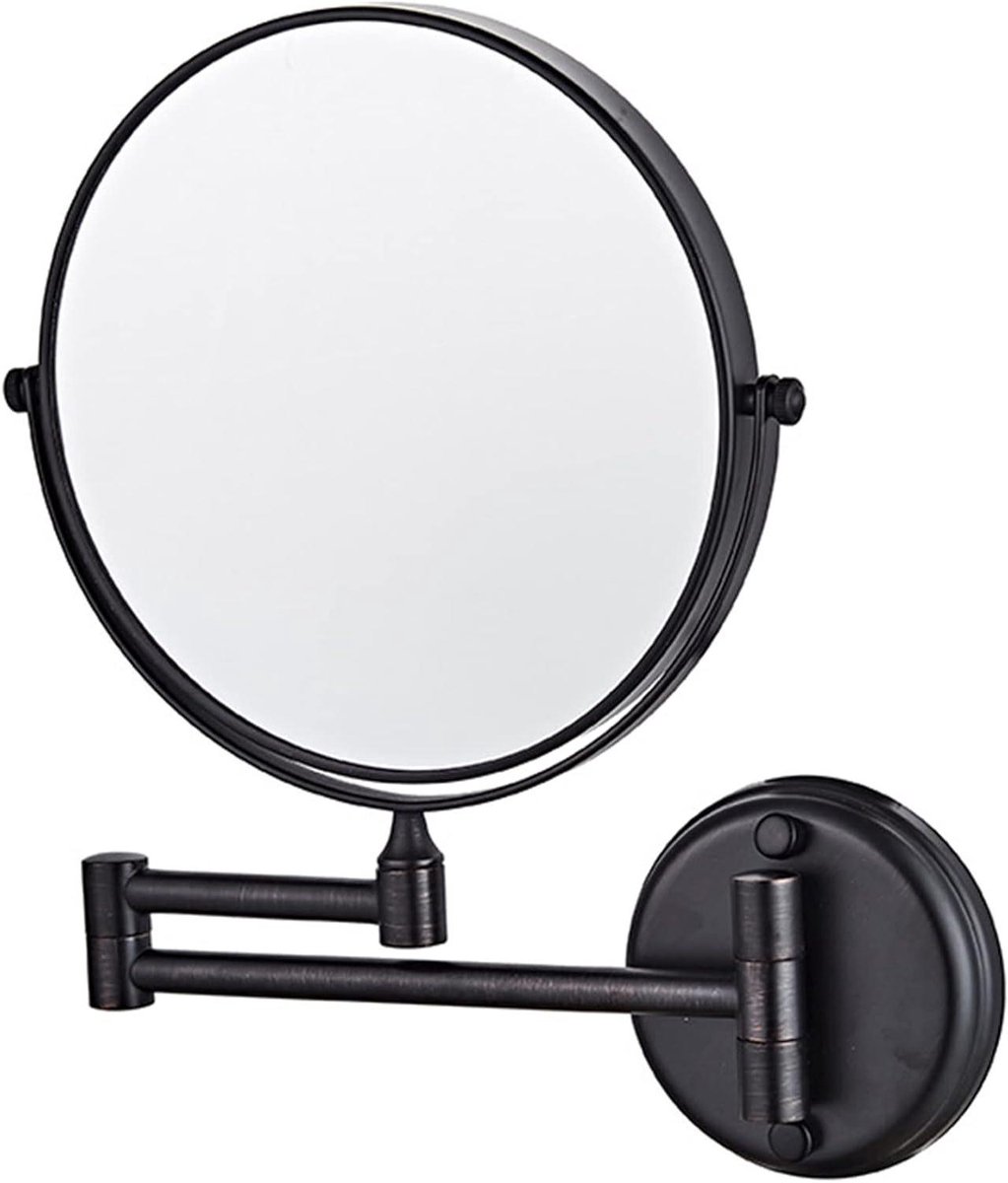 Wandmake-upspiegel Rond - Vergrotende Badkamerspiegel - Gedetailleerde Make-up - Dubbelzijdige Vergroting - 8 inch - Zwart