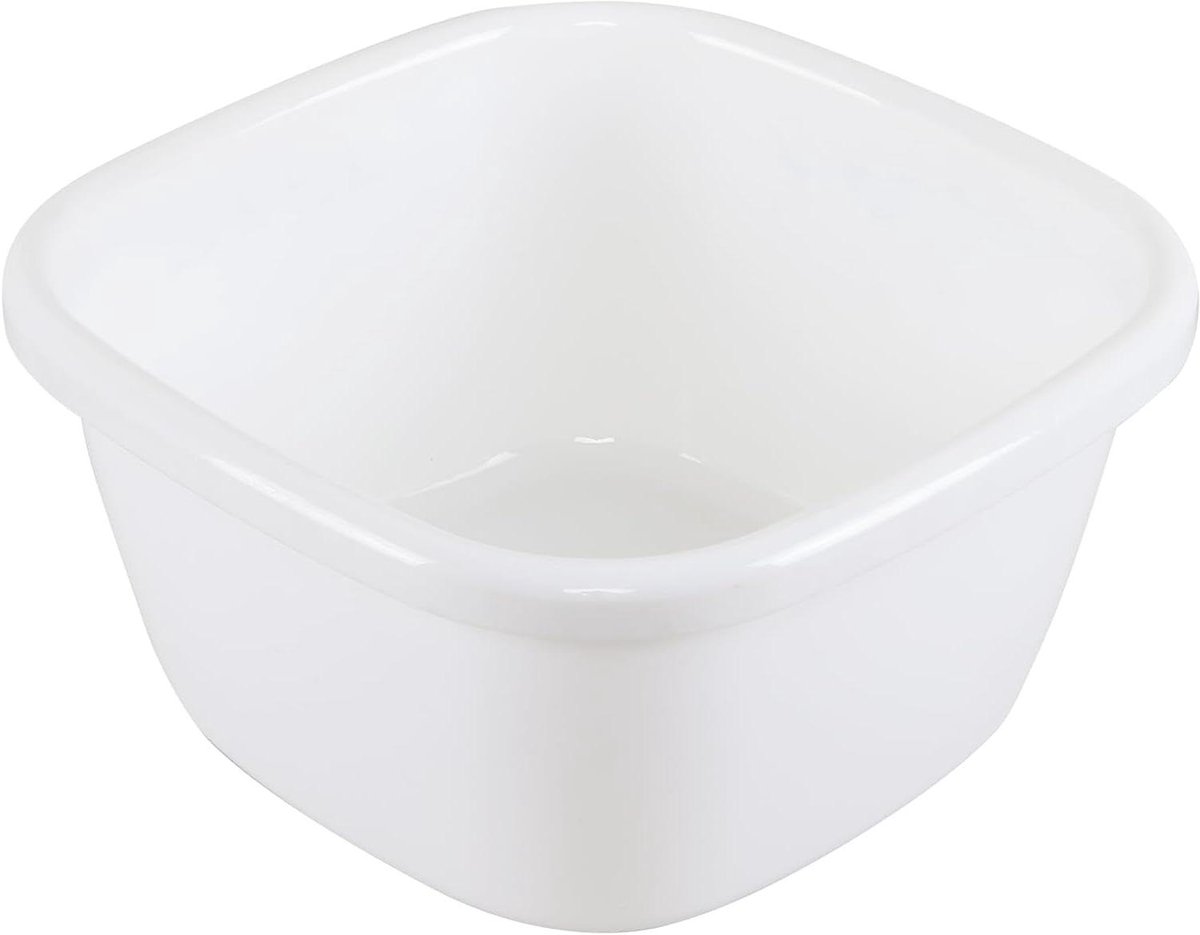 Kunststof Wastafel - Waskom Schotelpan - Huishoudelijk Gebruik - Gladde Randen - 18 Liter - Wit