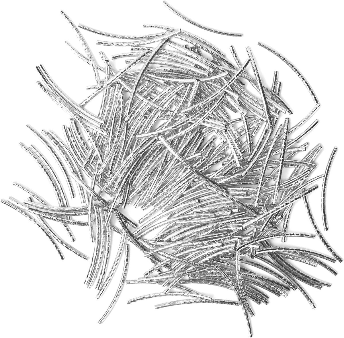 200 Stuks Gebogen Noodle Tubes voor DIY Sieraden Maken, Spacer Beads en Lange Tubes in Zilver