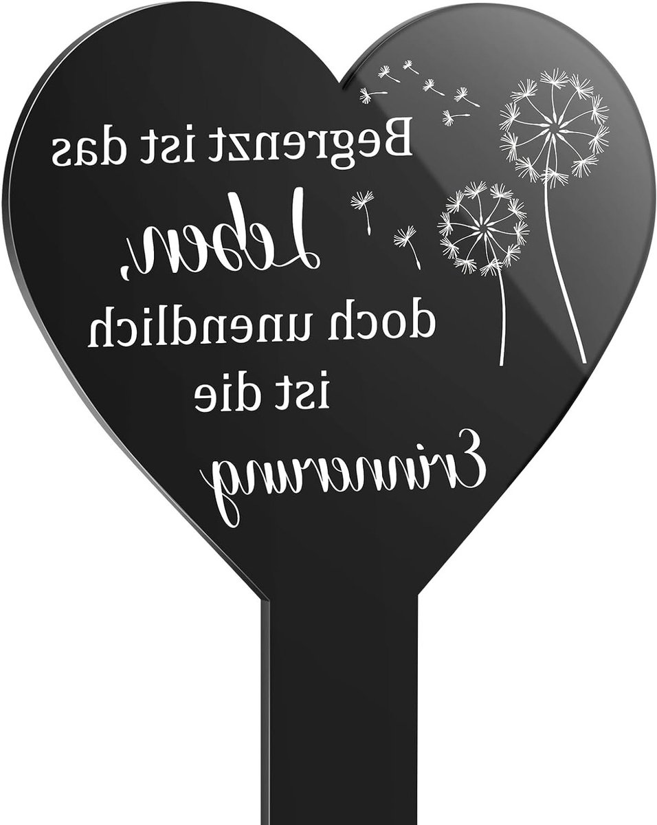 Zwarte Acryl Grafsteen Decoratie met Gegraveerde Herinneringsplaquette, Weerbestendig Tuinmarkeringsproduct voor Graf, Persoonlijke Herinnering, Bloemen en Paarden