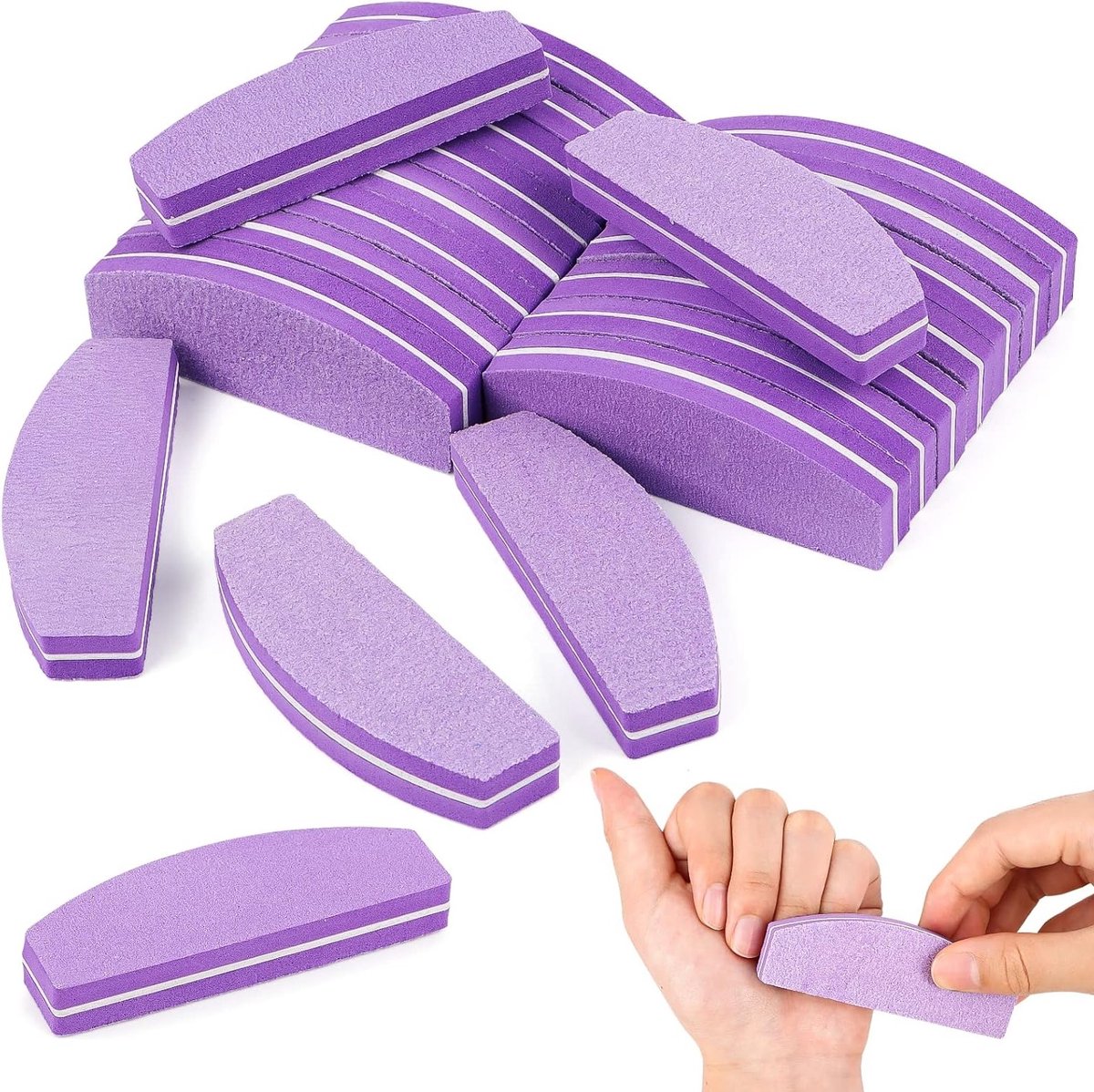 Set van 20 Nagelbuffers en Vijl voor Gel Nagels, Dubbelzijdige Vijl 100/180, Polijstbestanden en Schuurblokken voor Vingernagels