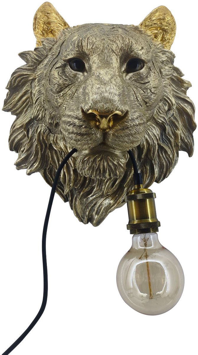 Foryouliving - Wandlamp - Tijger - Goud - Decoratie - Lamp - Dierenlamp
