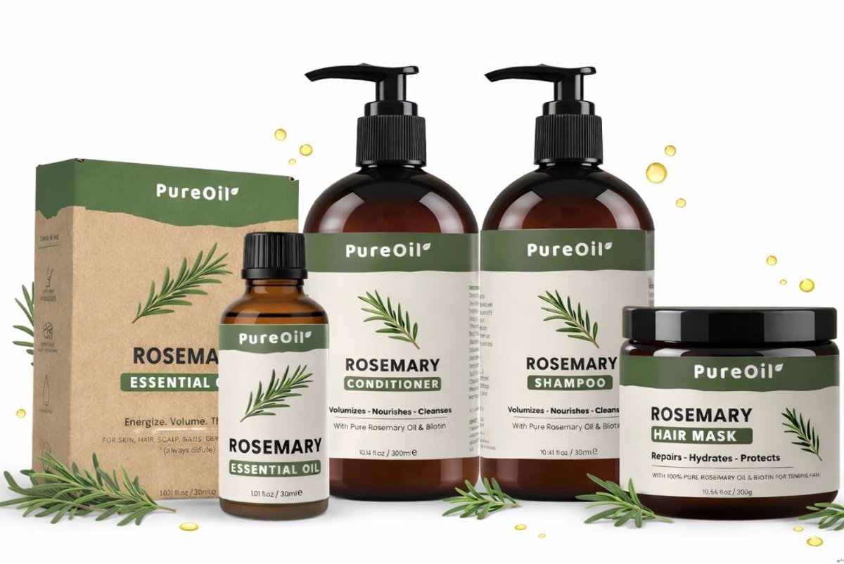 PureOil – Rozemarijn Etherische Olie Set - Haarolie - Shampoo - Conditioner - Haar Masker - Haargroei Complete Set - Incl. Ebook