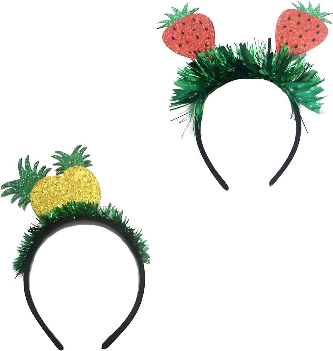 Leuke Fruit Haarbanden Set van 2, Aardbei en Ananas, Perfect voor Feestjes, Verjaardagen en Evenementen