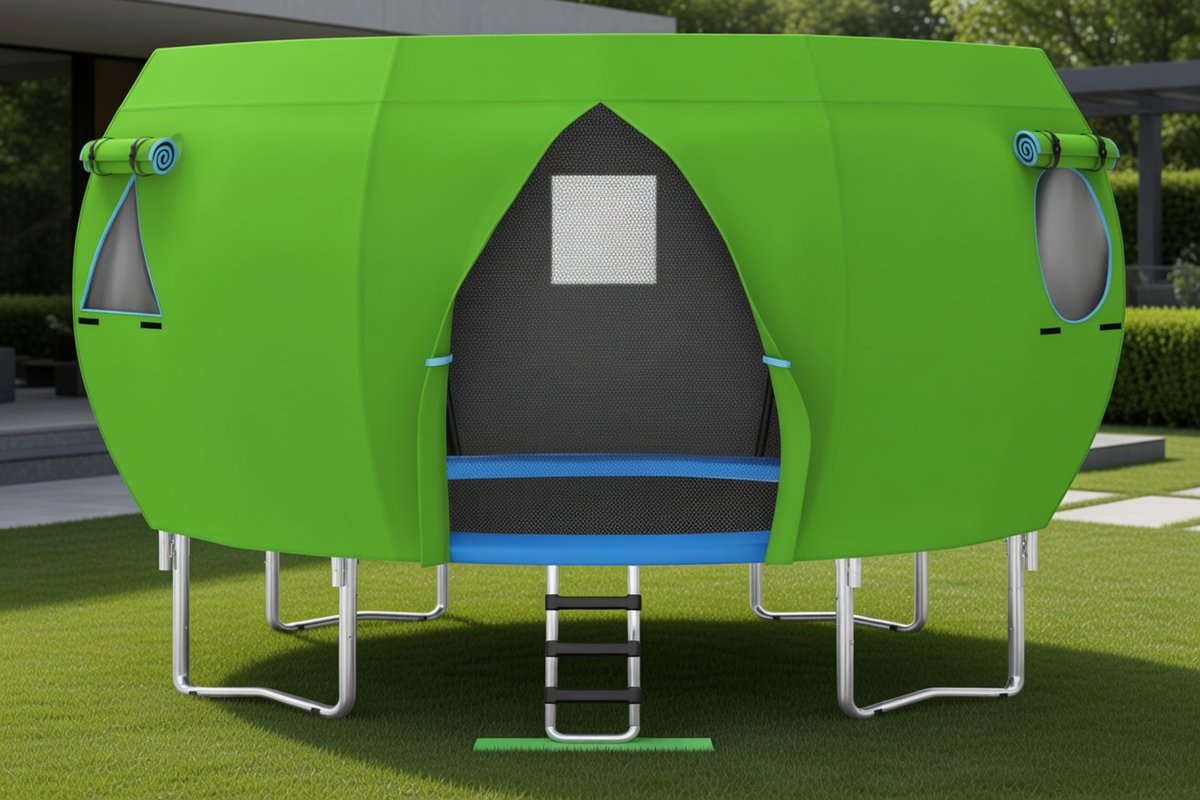 Trampoline Zonwering & Schaduwdoek 14FT (3,5m) – Weerbestendige UV Beschermhoes met Mesh Ventilatie & Oxford Stof – Winddichte Trampoline Afdekking & Zonnekap voor Tuin, Outdoor & Speelplaats – medahomestore