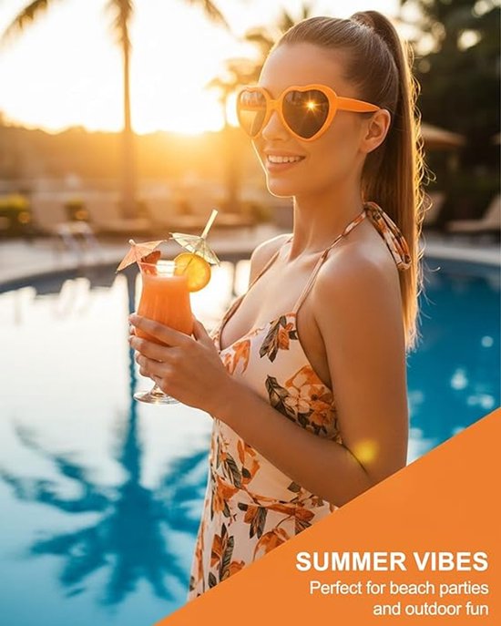 2× koningsdag bril - Unisex Oranje Zonnebril - koningsdag - koningsdag accessoires - oranje bril - Festival Bril - hartvormige zonnebrill - Oranje Glazen - Nederlands Elftal - WK 2026 - Oranje van Merkloos — afbeelding 5