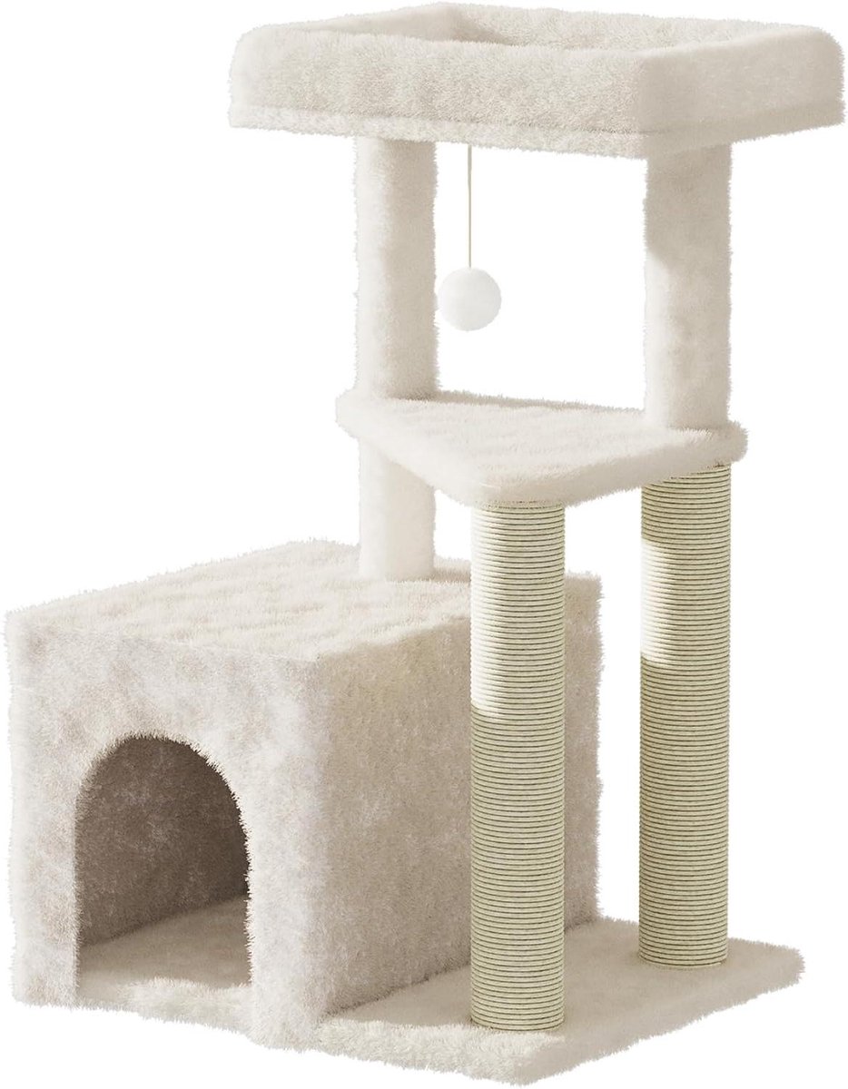 Kattenboom - Kattenhuis - Spelen en rusten - Vloermontage - 7.11 Kilogram - Beige