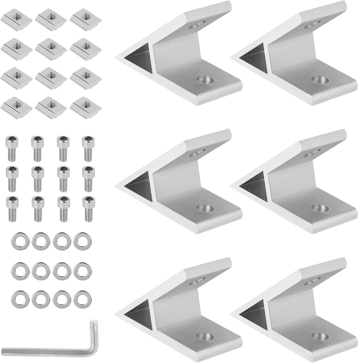 Hoekhoeken Aluminium Profiel - Verbindingsstukken Bevestigingen - Frame Constructies Bouwen - 45 Graden Precisie - 6 Stuks - Aluminium