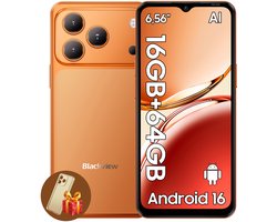 Blackview WAVE 7C Smartphone - 4G AI - DUAL SIM - 16GB RAM - 64GB ROM - Android 16 Telefoon - 6,56 inch - 5000mAh - GPS - Oranje