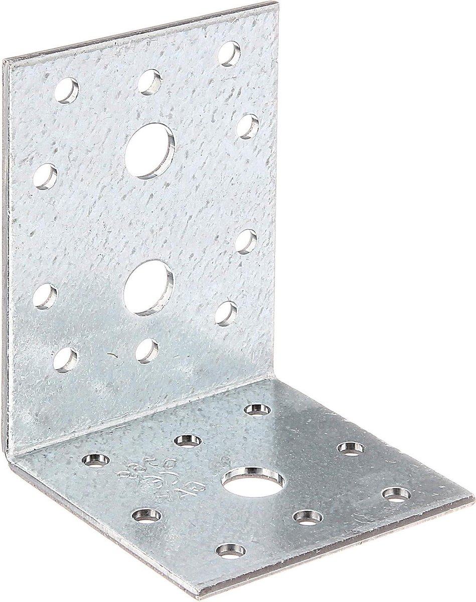 Hoekverbinder Set - Verzinkte Steunen - Houtverbindingen Versterken - Schuin Afgewerkte Hoeken - 60 x 80 x 60 mm - Staal