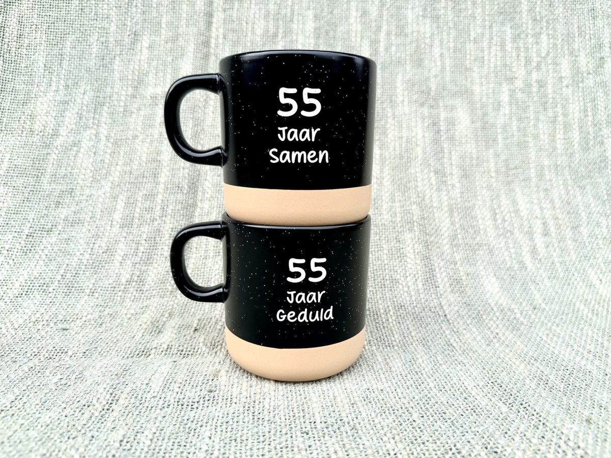 Mokken set - 55 jaar getrouwd - Smaragd - 55 jaar huwelijk - 55 jaar getrouwd cadeau - 55 jaar getrouwd versiering - Trouwdag - Trouwdag cadeau - Huwelijkscadeau - Trouwdag jubileum - Jubileum huwelijk
