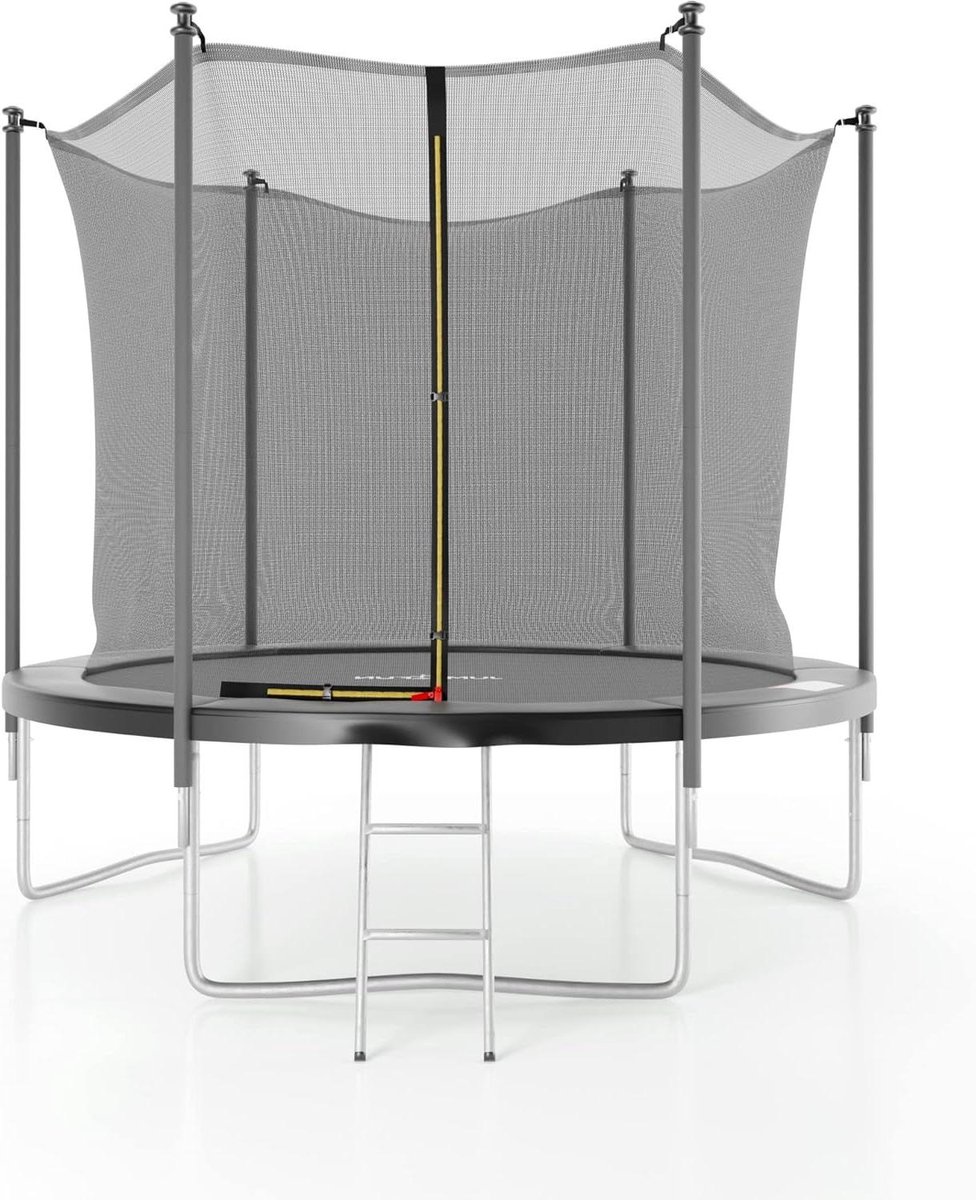 Tuintrampoline - Springkussen rond - Buiten spelen - Compleet met net en mat - 244 cm - Blauw en grijs