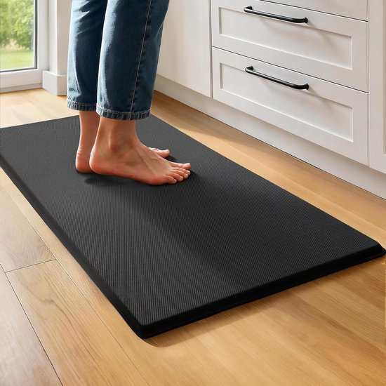 Keukenmat - Comfortmat keukenvloer - Lang Staan Comfort - Extra Dikke Vulling - 50 x 120 cm - Zwart