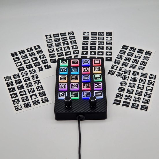 Simracing Sticker Vel - Iconen Stickers - Simulator Inrichting - Lichtdoorlatende Pictogrammen - 17.5mmx17.5mm - Zwart Transparant van Merkloos — afbeelding 4