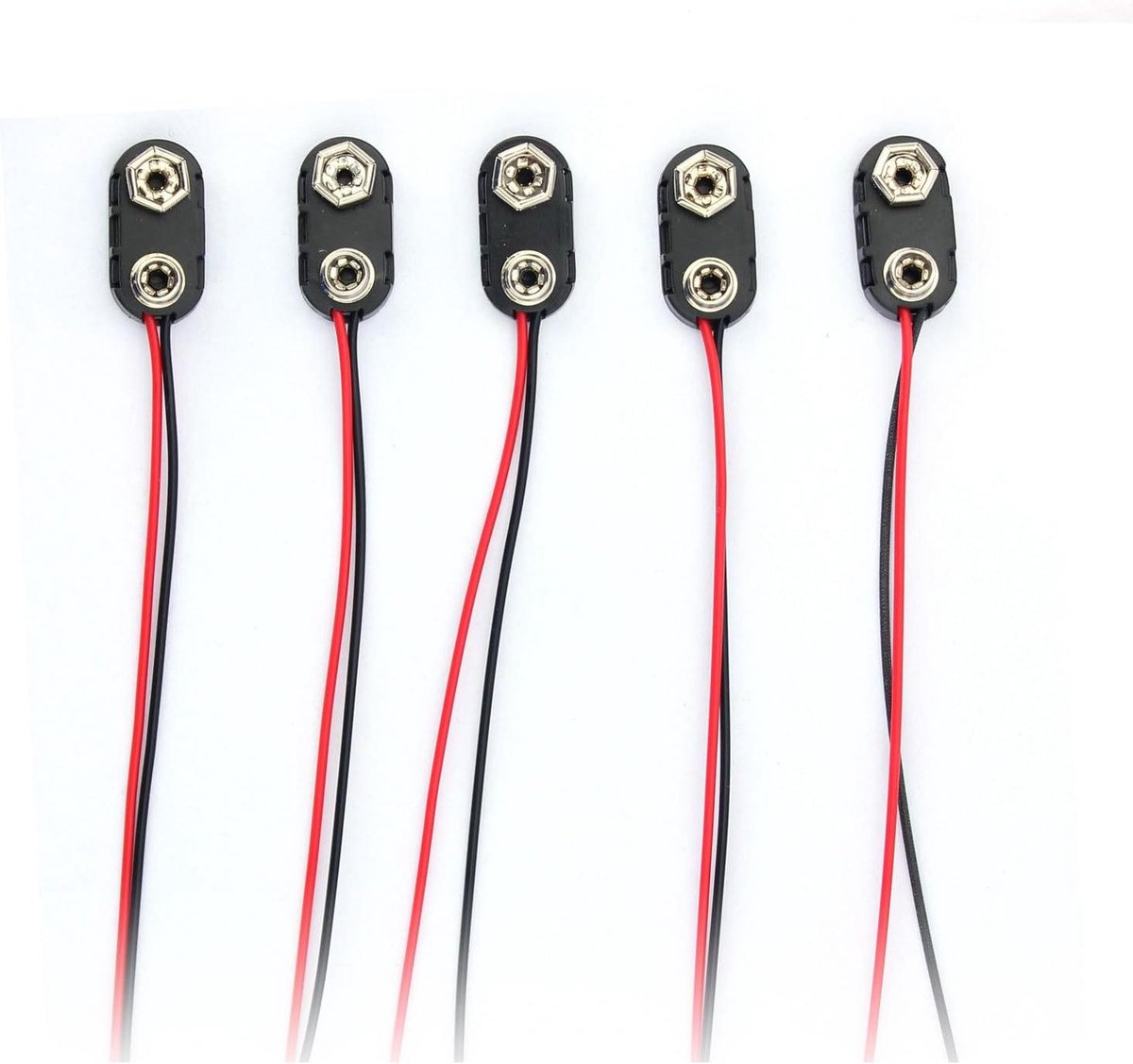 Batterij Clip Connector - 9V Batterijhouder - Batterijen Aansluiten - T-Type Aansluiting - 10 cm Kabel - Zwart