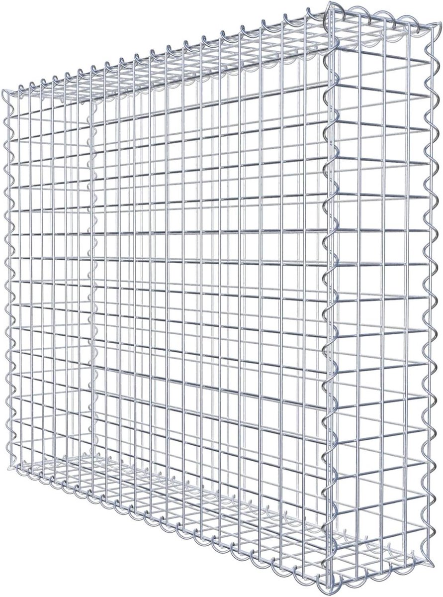Schanskorf mand - Draadmand Steenkorf - Tuin decoreren - Gegalvaniseerd weerbestendig - 100 x 80 x 20 cm - Zilver