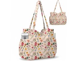 Namajunas - Handtassen dames schoudertas - Grote Cord Tote Bag - Canvas Tas met Rits Meerdere Vakken - Handtas voor Werk School Sportschool Reizen - Schattige esthetische Shopper