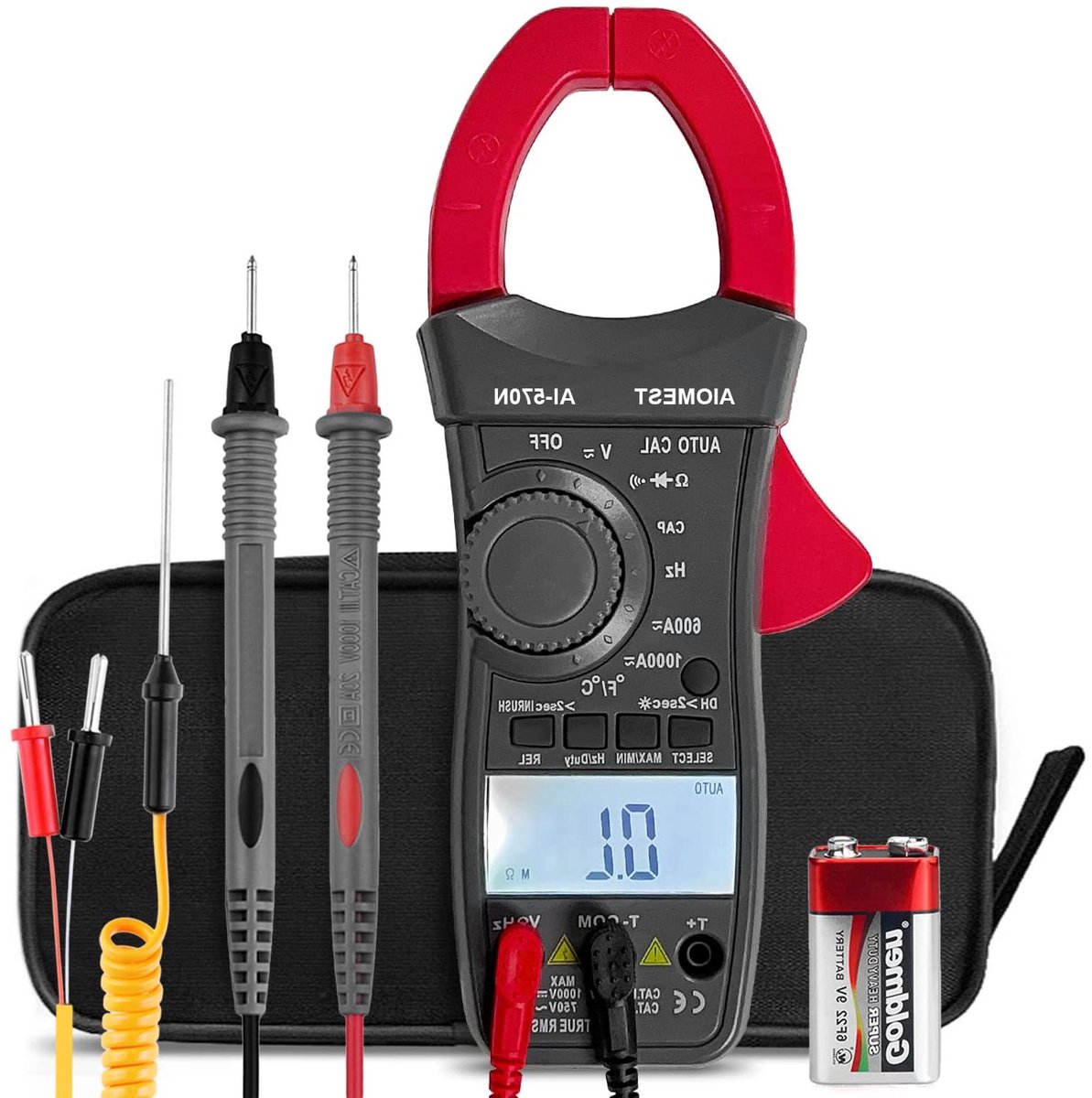 Digitale Klemmultimeter - Ampèremeter Spanningstester - Elektrische Metingen Uitvoeren - Inrush Stroommeting - 1000A AC/DC - Rood