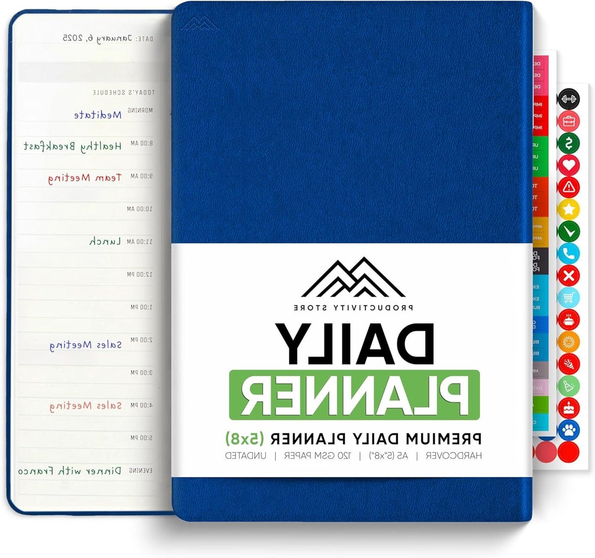 Dagplanner 2026 - Workflowplanner Afsprakenboek - Dagelijkse Organisatie - Gedetailleerde Takenlijst - A5 13x21 cm - marineblauw