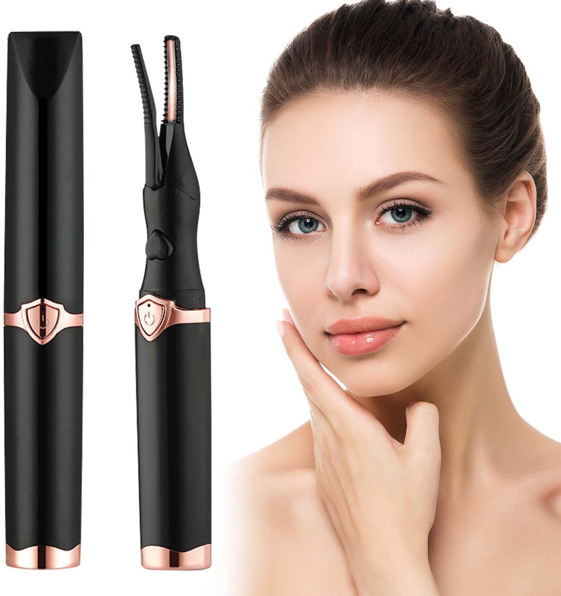 carmdering - Verwarmbare Wimperkrultang - Elektrische Wimperkrultang met 3 Temperatuurniveaus - USB Oplaadbaar - Snelle Verwarming in 30 Seconden - Siliconen Wimperborstel - Zwart