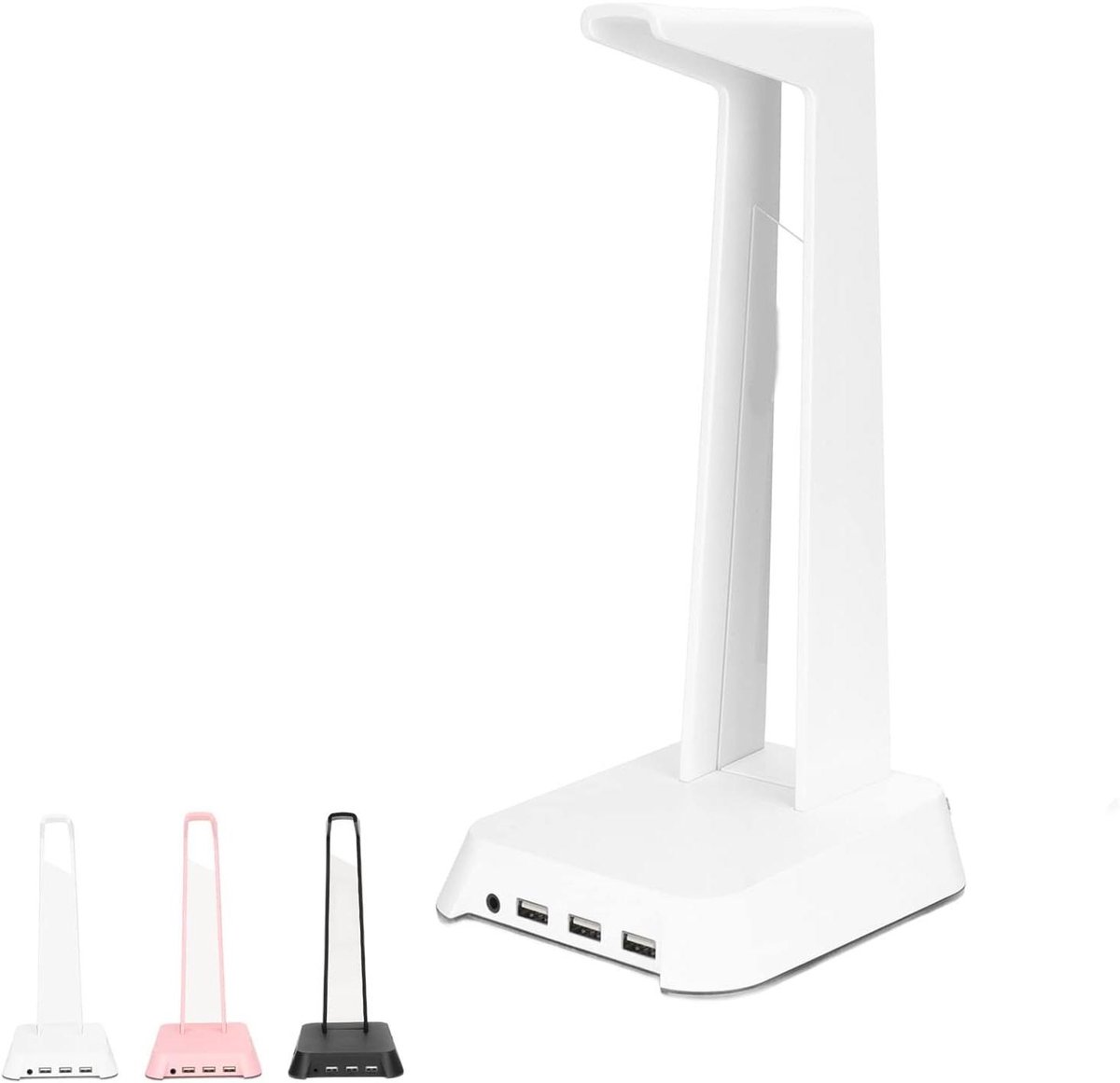 Hoofdtelefoonstandaard - Headsethouder Display - Gaming Setup Organiseren - Met RGB Verlichting - 3 USB Poorten - Wit