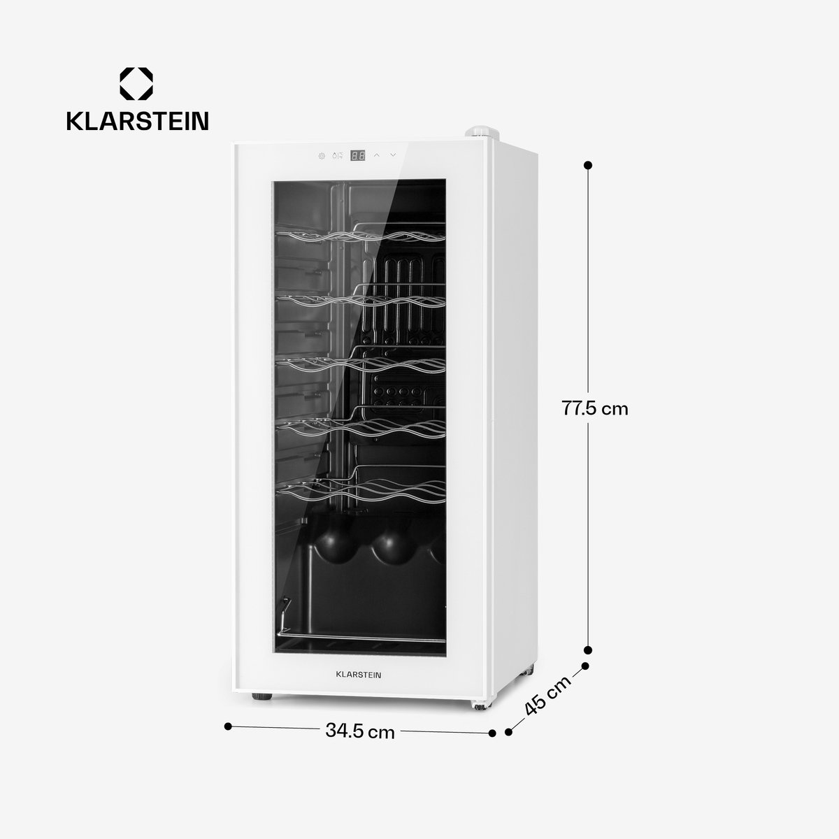 Klarstein Wijnkoeler Wijnkoelkast 1 Zone – Vrijstaande Wijnklimaatkast 50L – Compacte Drankenkoelkast met Glazen Deur – Binnen/Buiten Gebruik – voor 18 Flessen - 45 cm - voor Bar - Wijnkast - Wine Cooler - Wine Fridge – foto 4
