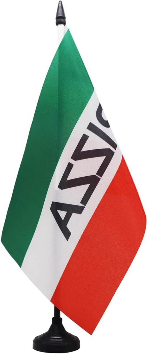 Italiaanse Pizza Tafelvlag - Kleine Pizzavlag Bureau - Kantoor Decoratie - Met Stok en Sokkel - 21 x 14 cm