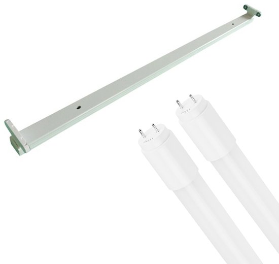 Luminaire LED TL avec tube T8 Incl. Démarreur - Igia Dybolo - 120cm Double - 32W - Wit Naturel 4200K - Degré de protection IP20