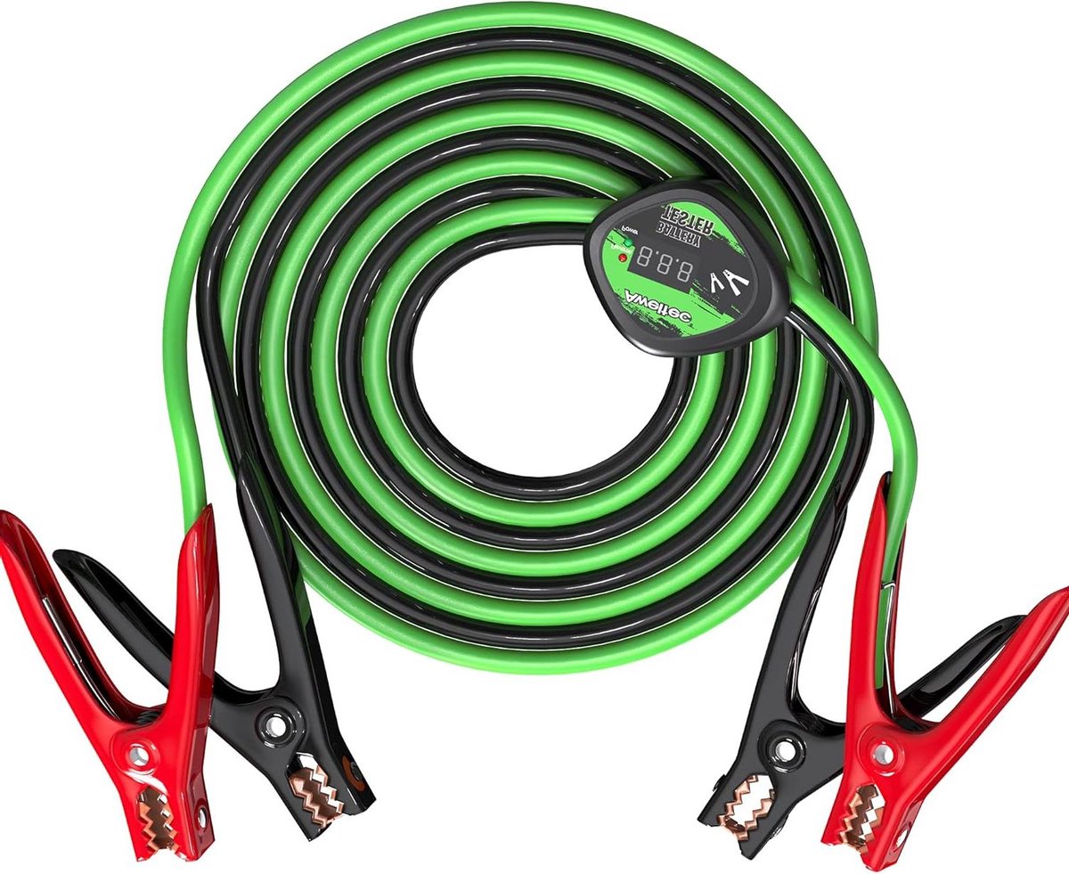 Startkabels - Boosterkabels Accukabels - Auto Starten - Omgekeerde Polariteit Bescherming - 6 Gauge 16 Voet - Zwart