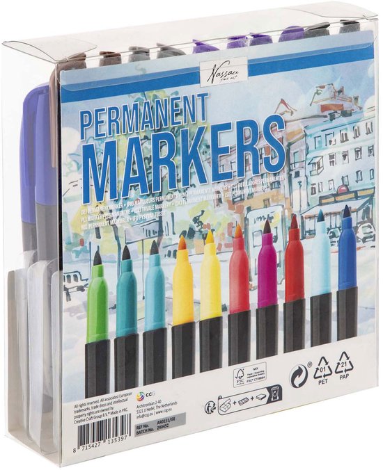 Sharpie Fine Permanentmarker Fijn Ronde punt - Zwart Waterbestendig 24