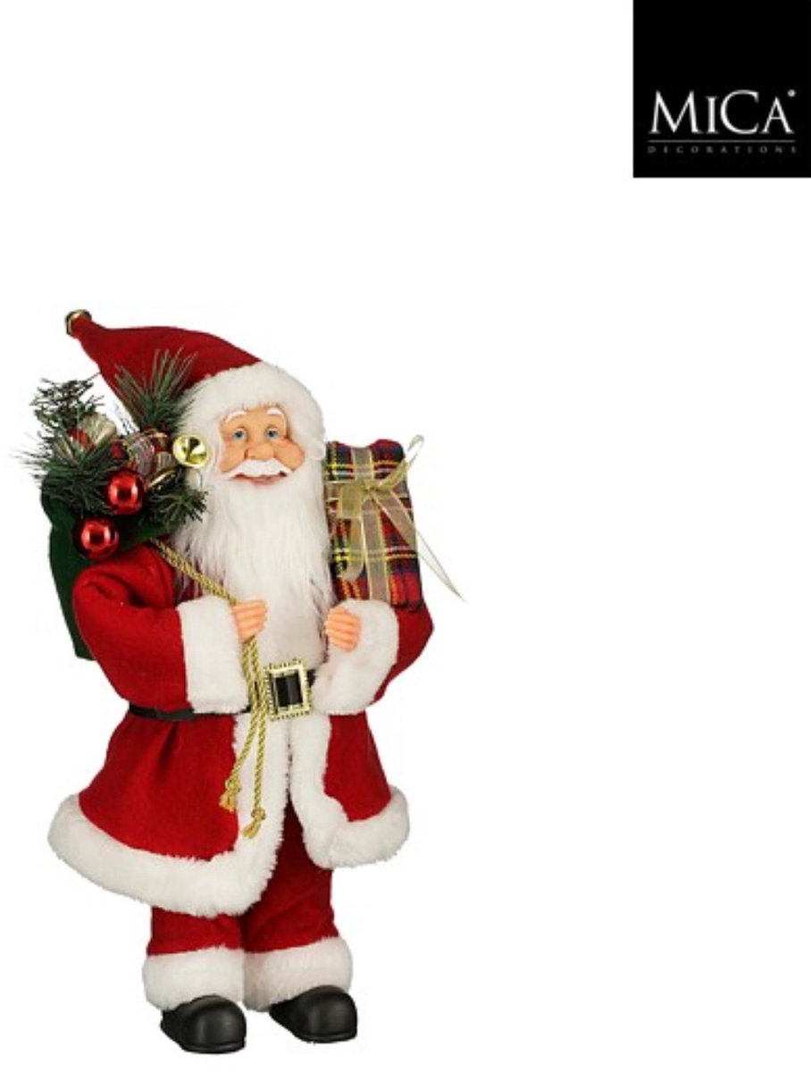 MiCa kerstman decoratie rood 25x15x40 cm kerstversiering.