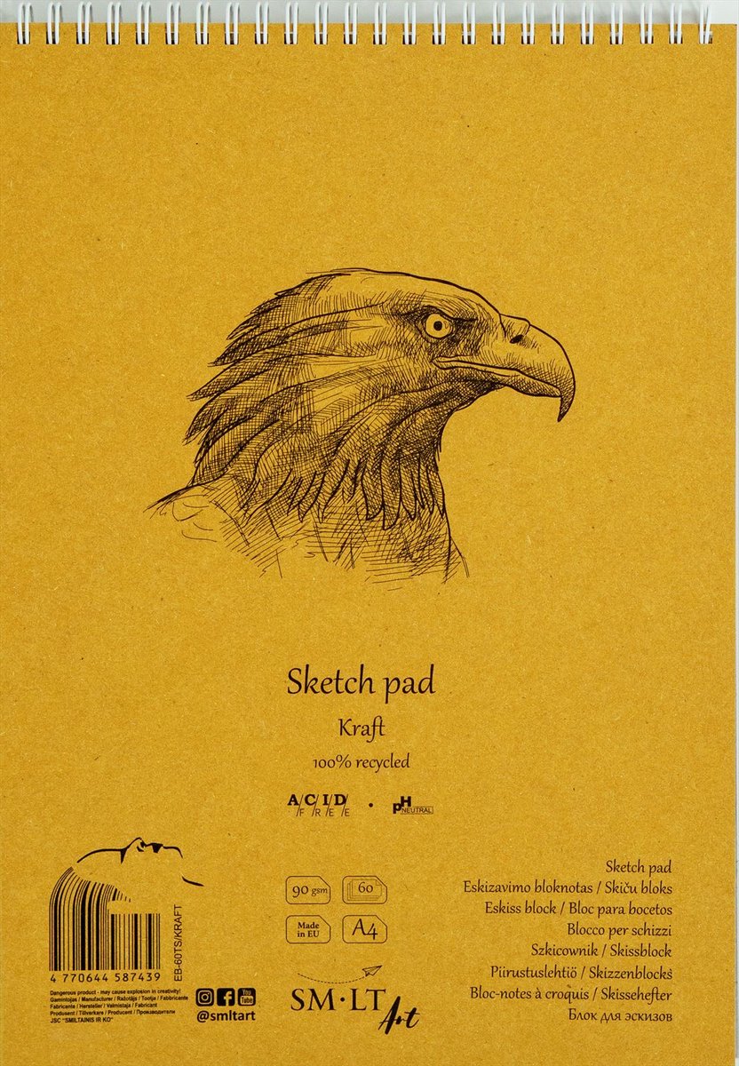 SMLT schetsblok ringband Kraft A4 90gr 60 vel tekenpapier.