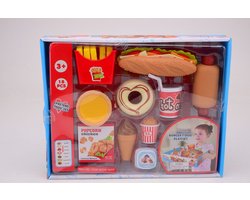 Mini fast food restaurant speelset karton 18 delig voor kinderen.