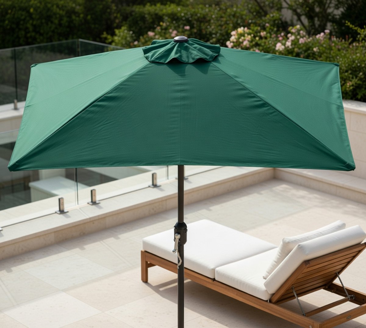 Halve Balkon Parasol 250x130 cm Rechthoekig Waterdicht Zonnescherm met Slinger & Optionele Voet – Ruimtebesparende Tuinparasol voor Balkon en Terras – Groen | MedaHomeStore