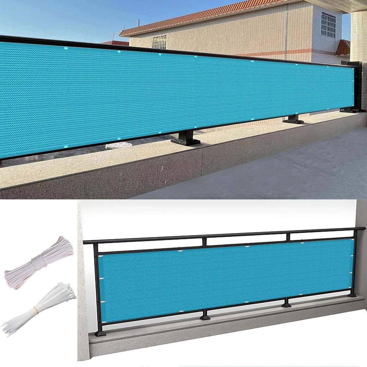 Balkonafdekking - Balkonscherm Privacydoek - Balkon Afschermen - Ademend HDPE Materiaal - 190 x 200 cm - Hemelsblauw