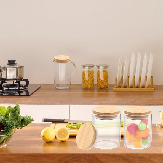 Yoghurtpot Dekselset - Bamboe Dekseltjes - Potten Afsluiten - Met Siliconen Ring - 62 cm Diameter - Bamboe — afbeelding 2