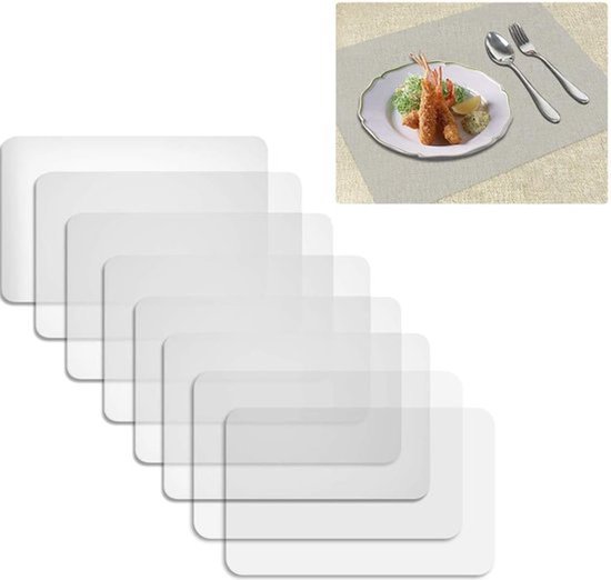 Set van 8 Transparante Placemats - Hitte- en Antislip Tafelmatten voor Keuken & Eettafel