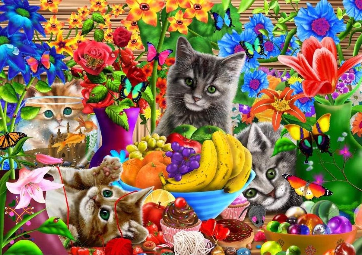 Kitten Puzzel - Legpuzzel Dieren - Ontspanning Thuis - 1000 Stukjes - 68 x 48 cm - Meerdere kleuren