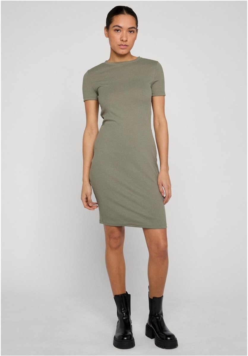 Urban Classics Ladies Basic Slim Fit T-Shirt Dress Dames Mini-jurk – L Groen