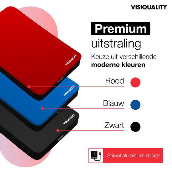 VisiQuality High-Speed Externe Harde Schijf 500 GB - Draagbare Harde Schijf USB 3.0 - Voor Windows & Mac - Xbox & PS4 games - Compact - Rood van Merkloos — afbeelding 3
